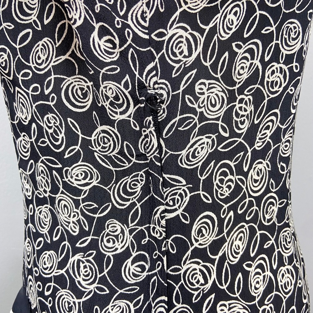Vintage 80s 90s Laundry Shelli Segal Dress Sz 14 Black Floral Retro Swing Pinup - Picture 11 of 15